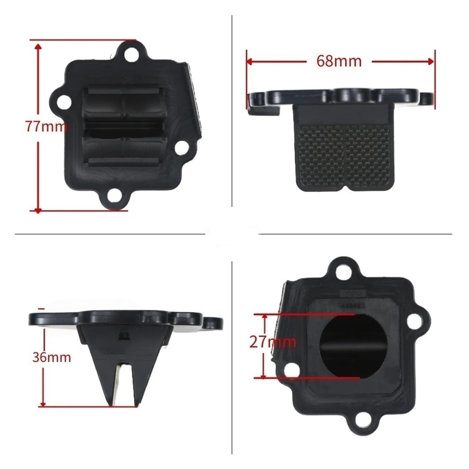 Valve À Lames En Fiber De Carbone Collecteur Carburateur D'admission Moto Convient pour Yamaha Ark50, Alliage D'aluminium CLAPET BOITE POUR