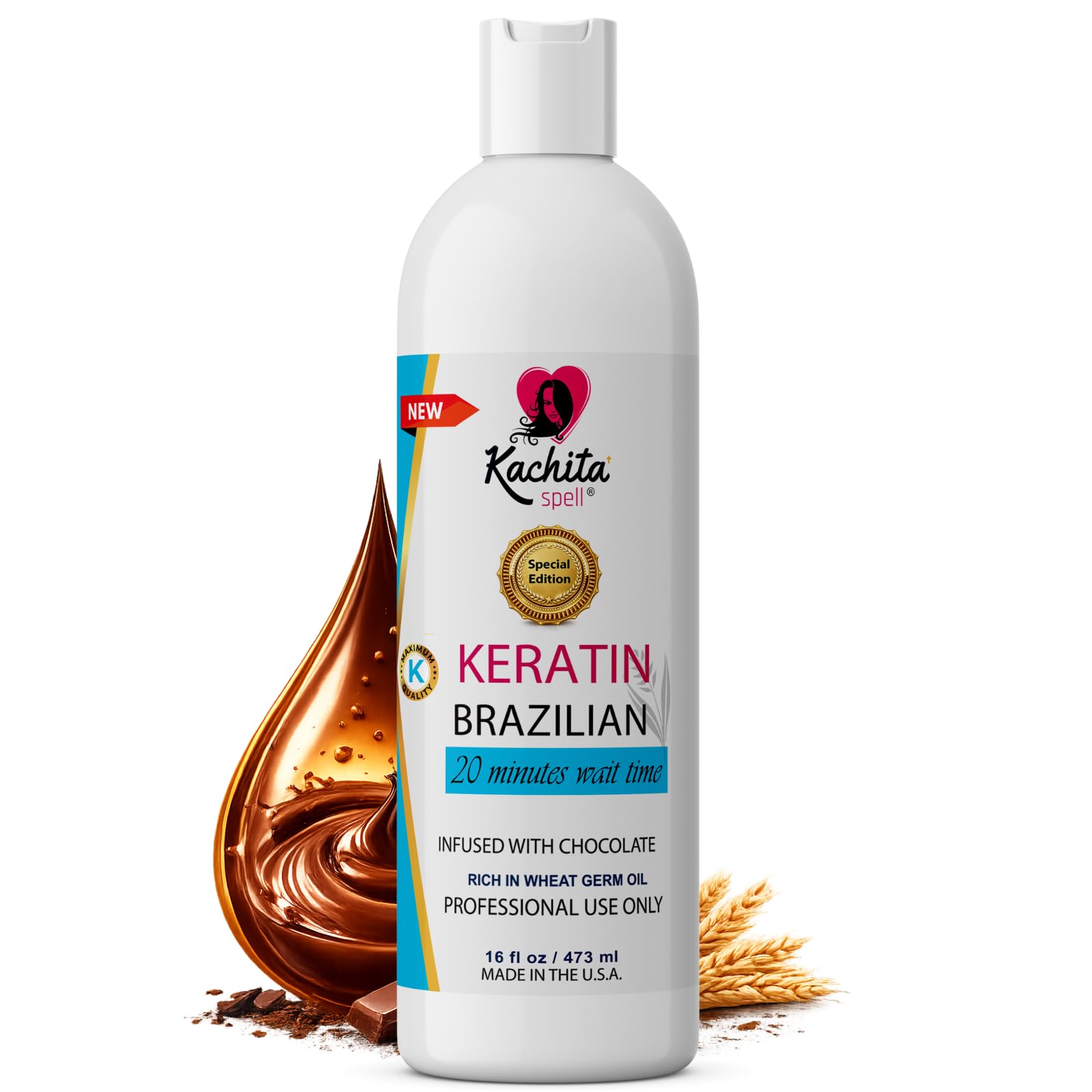 New Brazilian Keratin Hair Treatment Chocolate LONG Lasting Keratin Treatment with Argan Oil Straightening Smoothing Professional Results All Hair Types Made in USA 16 floz