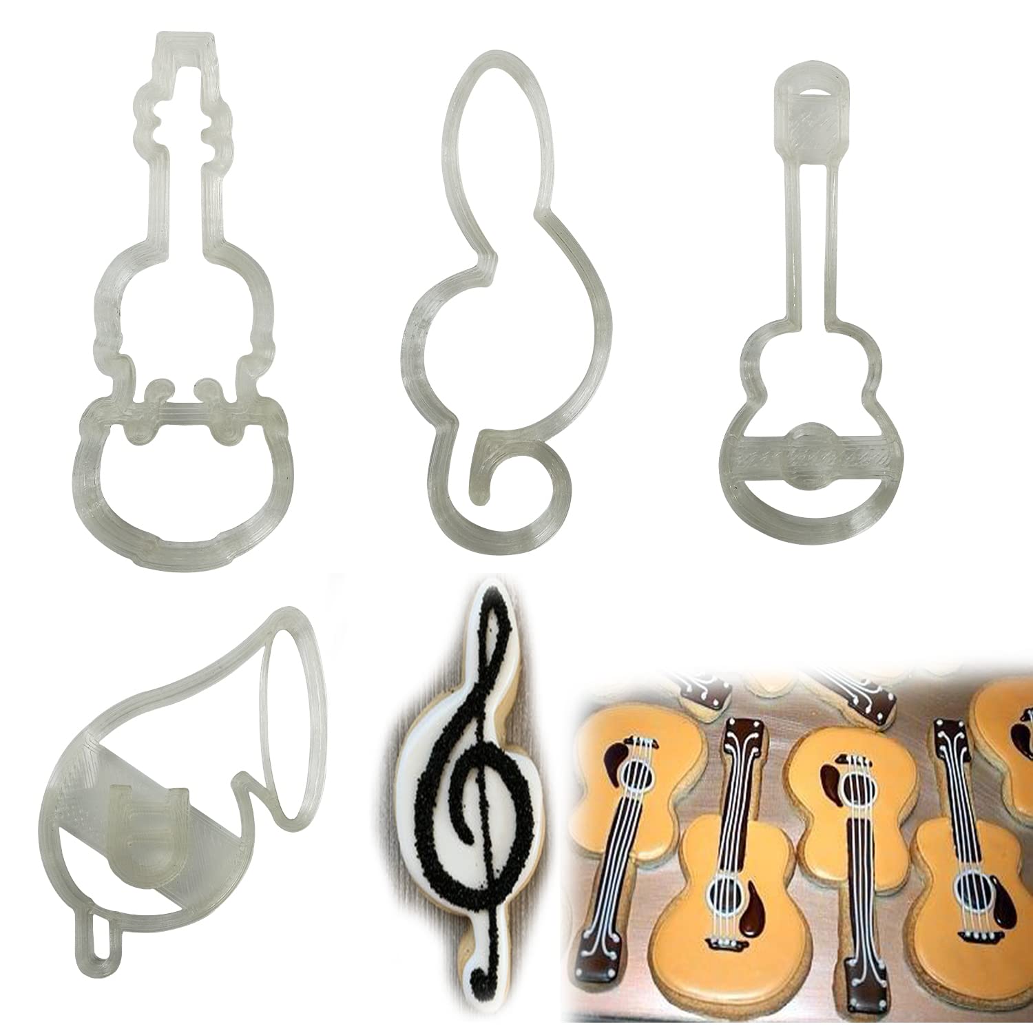 OHM Music Theme Cookie Cutter Dough Clay Cake Fondant Cutter Music Instruments Drawing Stencils Painting Stencils (Music Instruments)