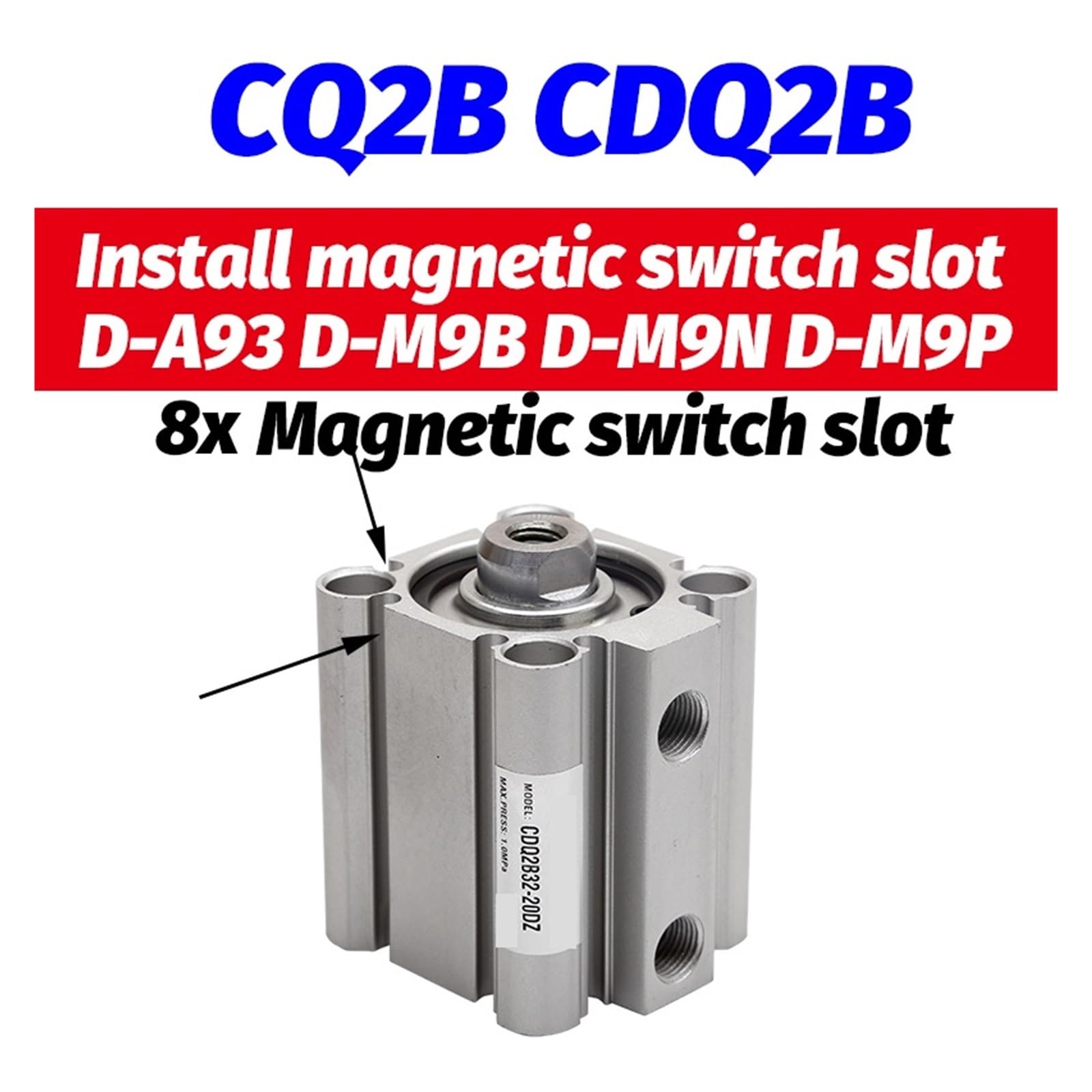 Gwint żeński końcówki tłoczyska cylindra pneumatycznego Lucky(63-30DCMZ,CQ2B no magnet)