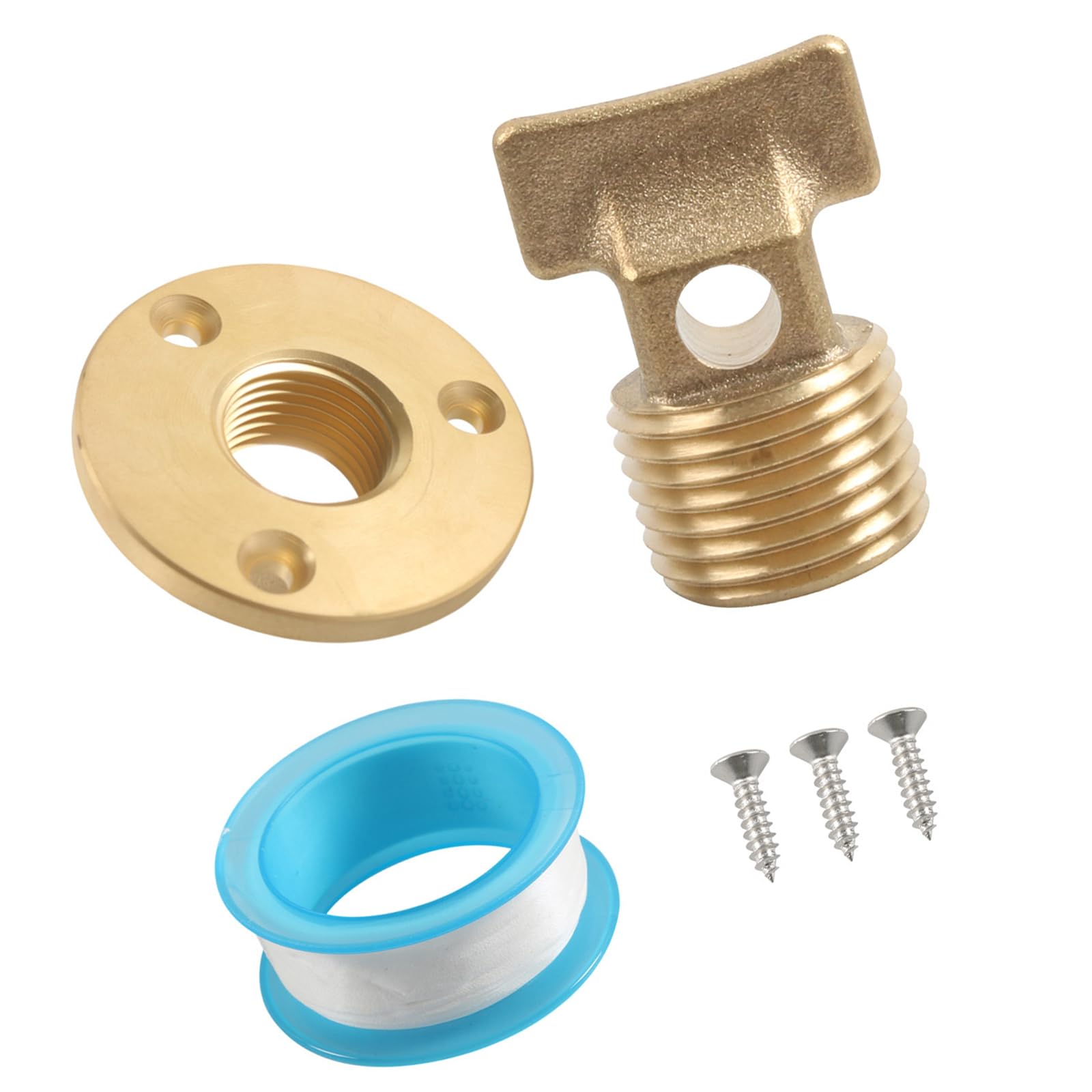 1 / 2in Brass Marine Drain Plug for Boat Systems Rustproof in Saltwater Environments Easy Installation Plug