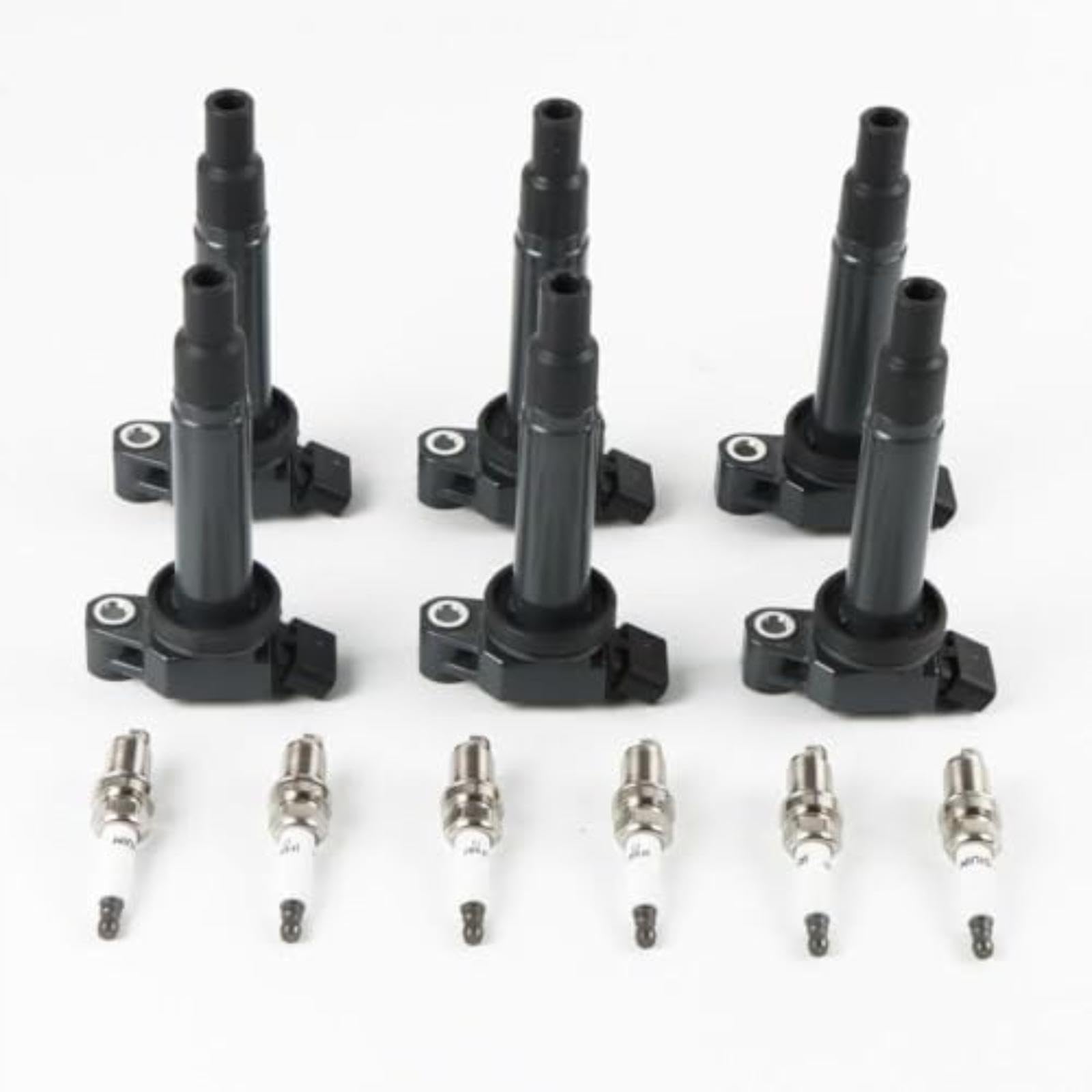 Zestaw 6 sztuk cewek zapłonowych i świec zapłonowych, do modeli 610-58572, 6731301, 90919-02234, Gn10536, Md322771, Uf267 Cewka zapłonowa samochodu Cewka zapłonowa samochodu