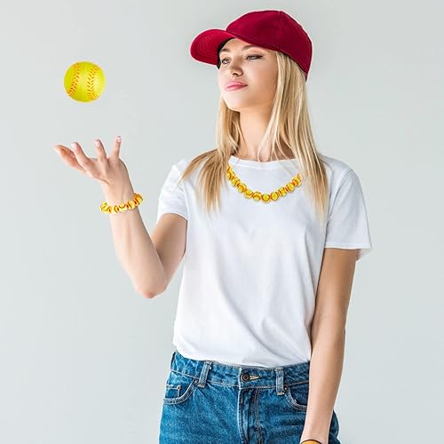 Miniatura 6 de 200 cuentas de béisbol con 1 rollo de cuerda elástica de 0.413 in de cuentas acrílicas para hacer joyas, softbol, deportes, béisbol, suministros de