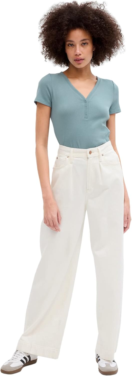 Gap Women's Ribbed Short Sleeve Henley