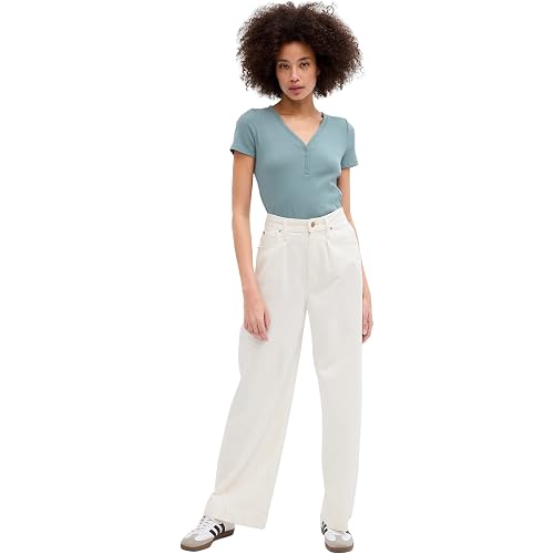 GAP Women's Ribbed Short Sleeve Henley