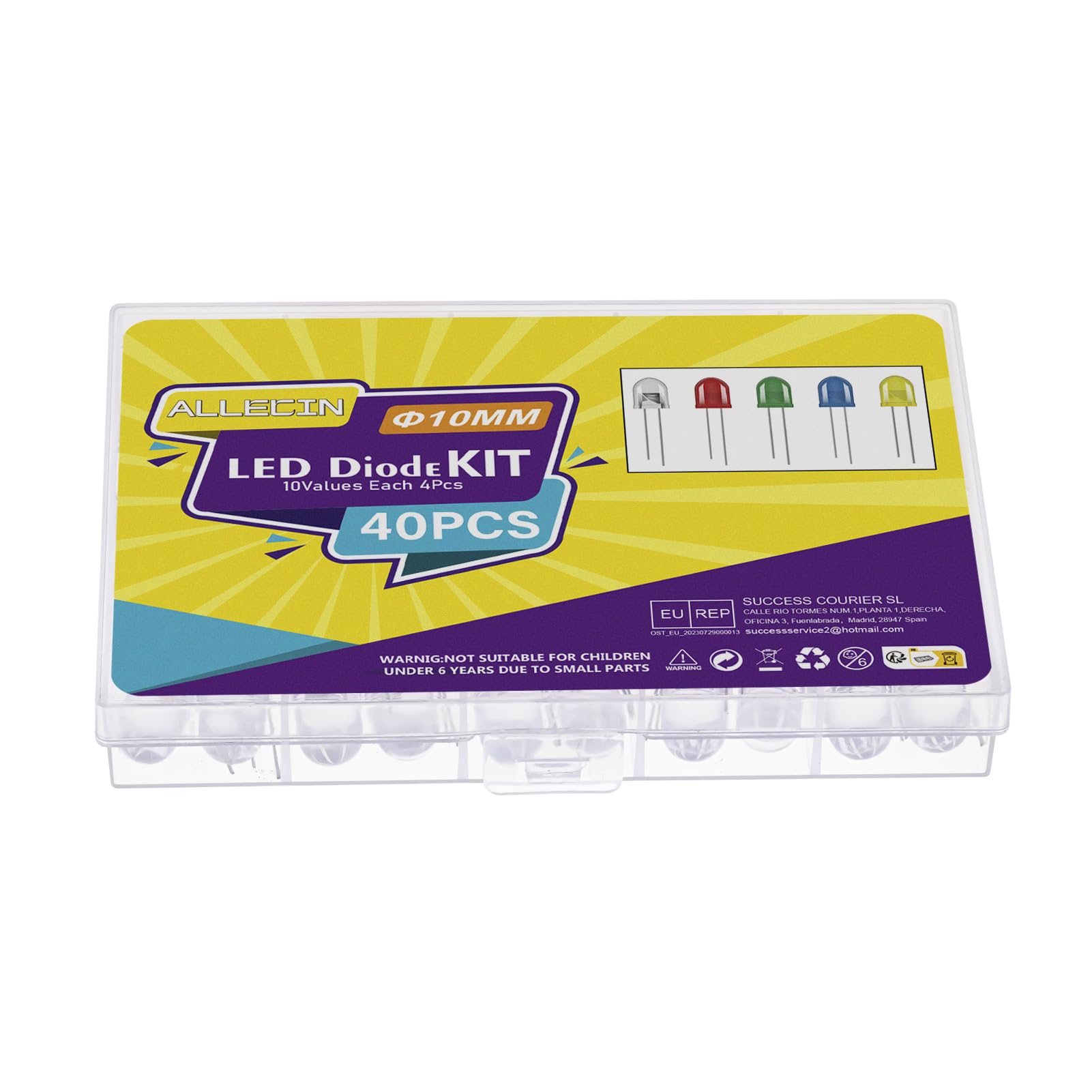 Snapklik.com : ALLECIN 10MM Led Diode Light Assortment Kit 10 Color ...