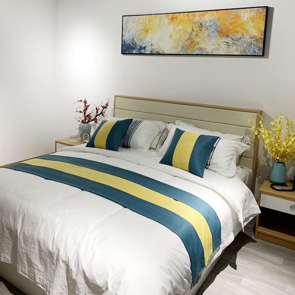 Hotel Bed Runners Scarf Modern Bedspread Decoration Home Bedroom Bedding Protection Luxury Bed End Scarf for Twin Queen King Size Bed-Blue||50x260cm for 2m Bed
