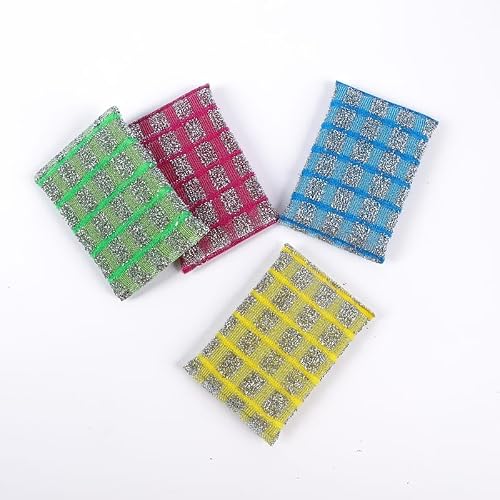 Multipurpose Scrubbing Sponge Pads, 4 Colours | Dishes, Pots & Pans, Oil Resistant, Odour Free, Colour-Coded Scenes, Bubble-Prone Lather