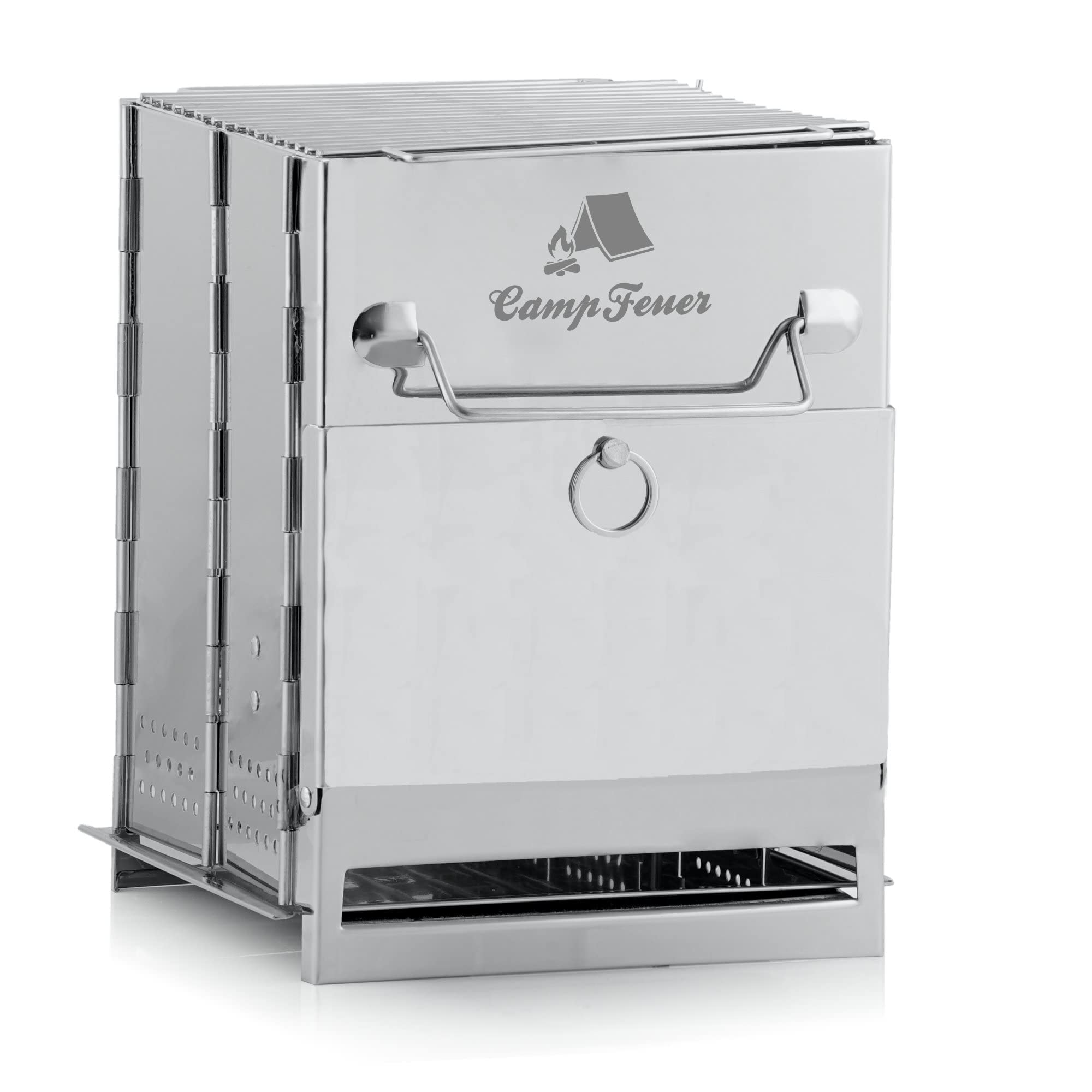 Barbecue Pliant CampFeuer En Inox – 22 X 20,5 X 27 Cm, Surface Grille 19x19 Cm, Sac De Transport Inclus – Idéal Camping Et Pique-nique