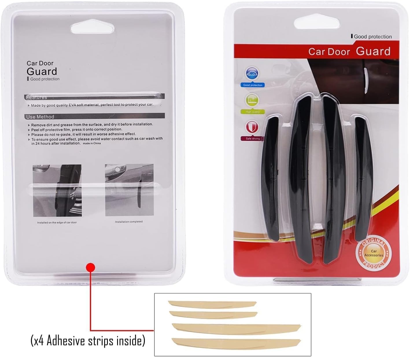 AUTOXBERT 4Pcs Car Door Edge Guards Moulding Trim Edge Anti-Collision Strip Scratch Guard Car Door Protector for Most Cars (Black)