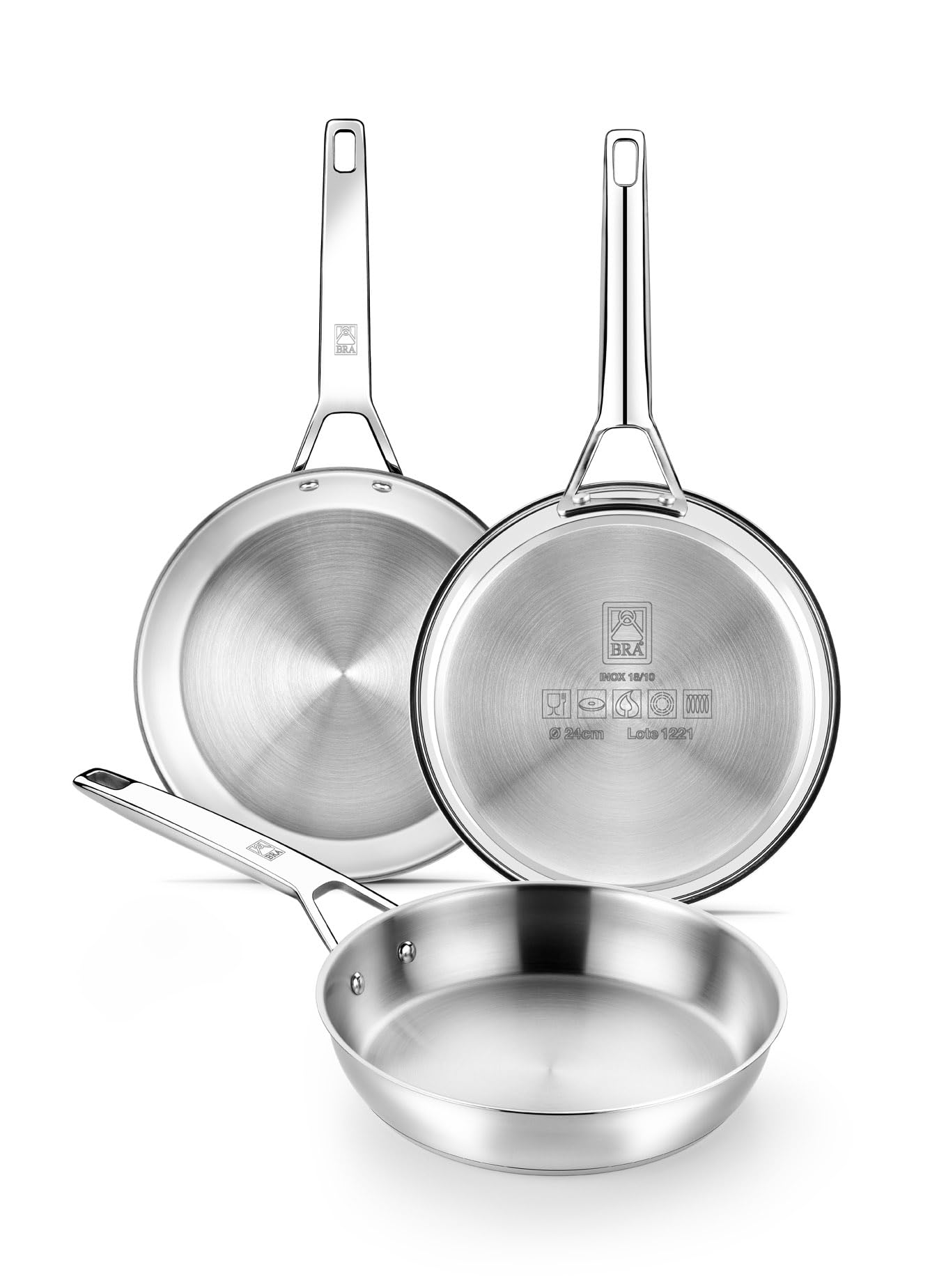 Bra Stainlesssteel Signature Stainless Steel Frying Pan Set Of 3 Pans 20-24-26Cm.