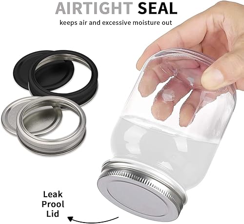 Miniatura 5 de novelinks Tarros de plástico transparente de 16 onzas con tapas herméticas, tarros de plástico de 16 onzas con tapas para almacenamiento de cocina y