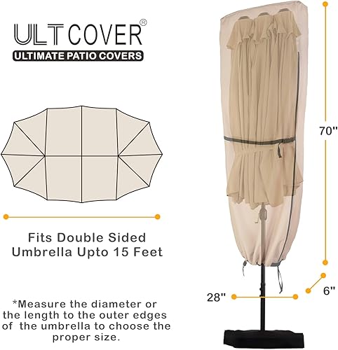 Miniatura 42 de ULTCOVER - Funda para sombrilla de patio Mercado marrón
