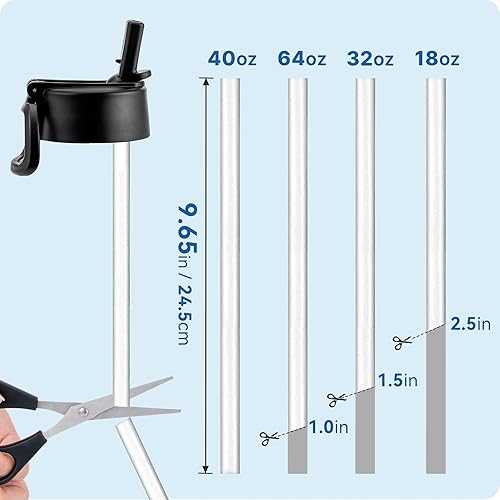 Miniatura 6 de Tapa de popote para Hydro Flask 12, 16, 18, 20, 32, 64 onzas, botella de agua de boca ancha, tapa de repuesto con popote para botellas de boca ancha