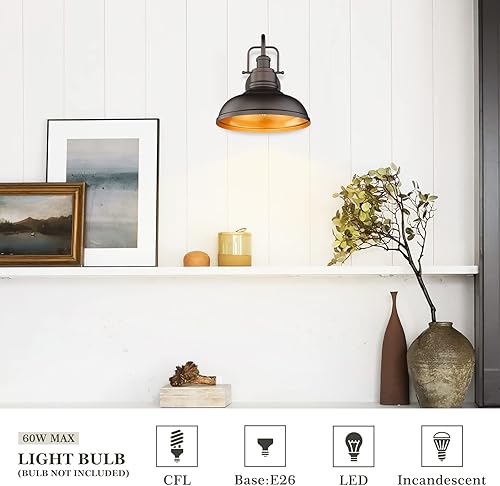 Miniatura 4 de zeyu Lámpara de granero de cuello de cisne de 11 pulgadas, aplique de pared vintage para porche, almacén, cocina, acabado de bronce aceitado, 016-1B