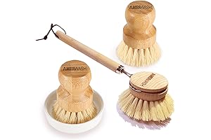 Natural Wooden Dish Brush Set for Spotless Dishes