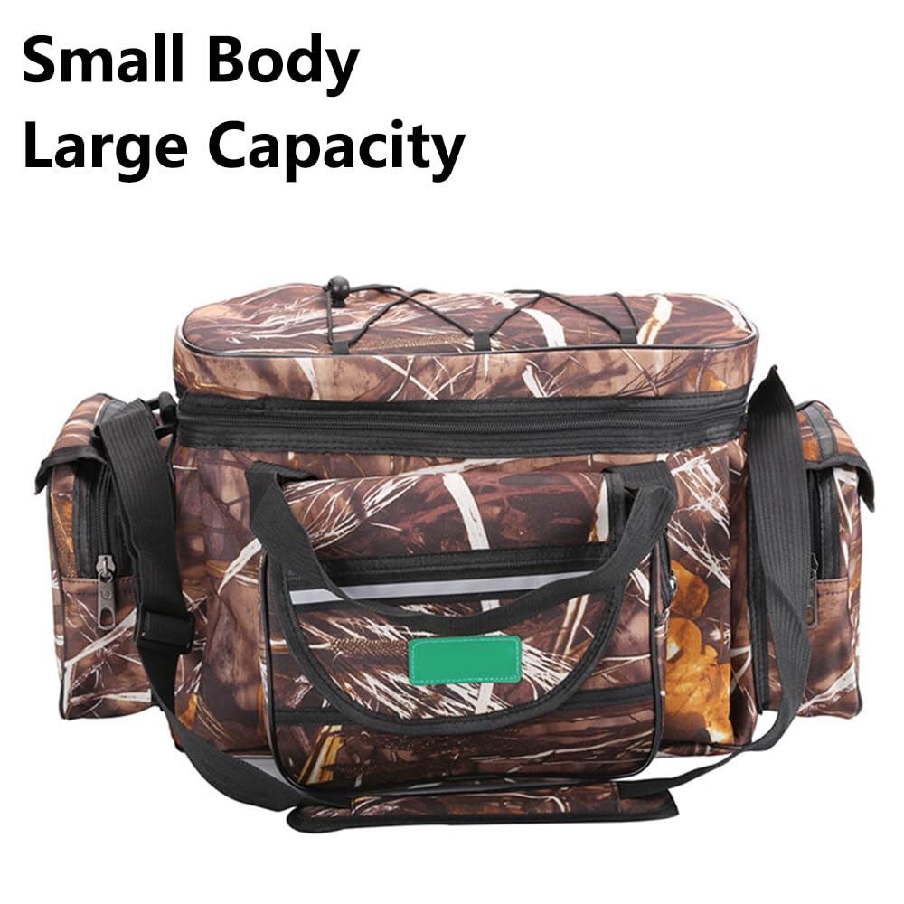 Borsa per attrezzatura da pesca, 50 x 28 x 27 cm, impermeabile, con spallacci regolabili, per pesca in mare, caccia, viaggi, Marrone, moderno