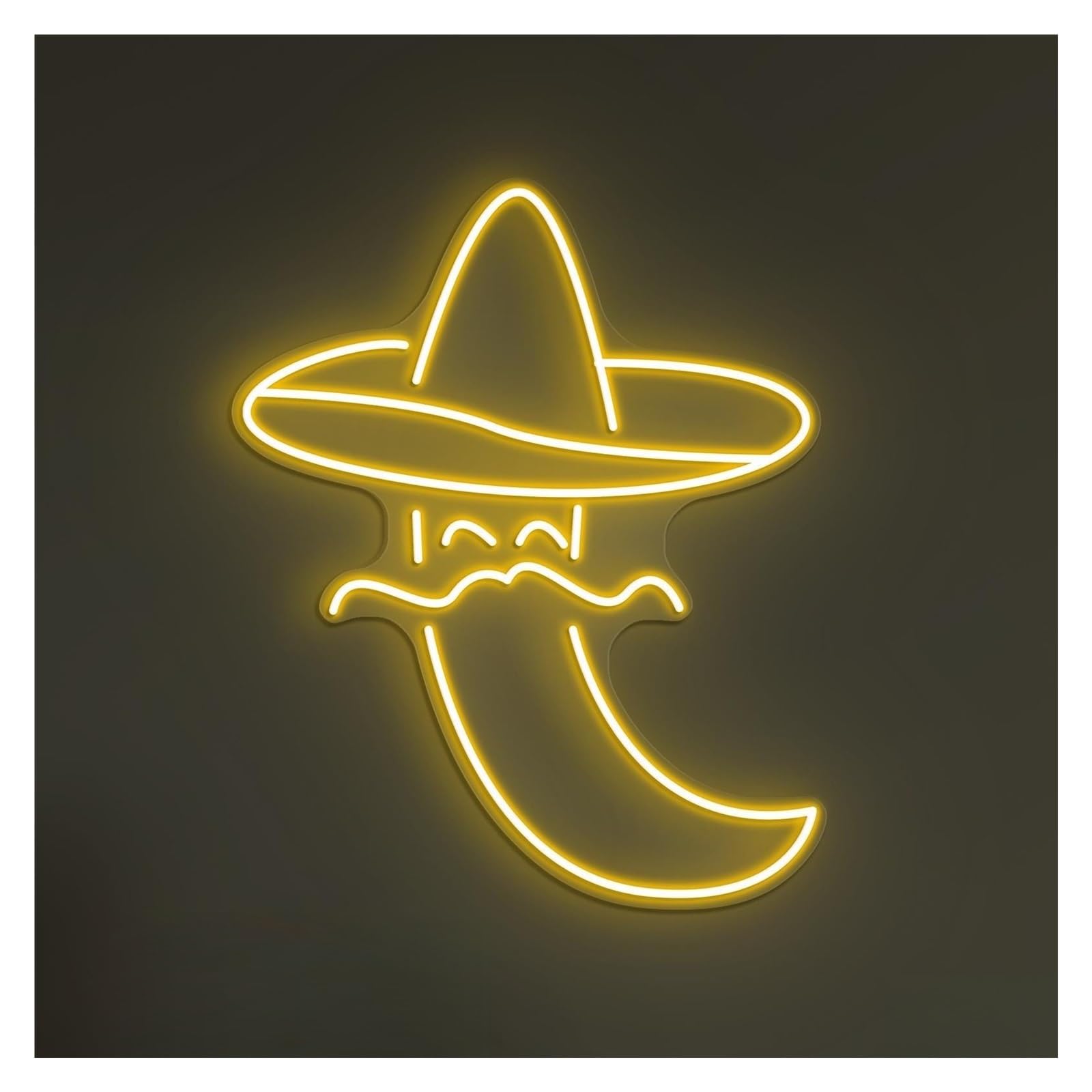 Hanging Art Neon Signs Cute Chili Neon Sign, Suitable For Restaurant Decor With Brightness Adjustable 38cm(Lemon yellow)