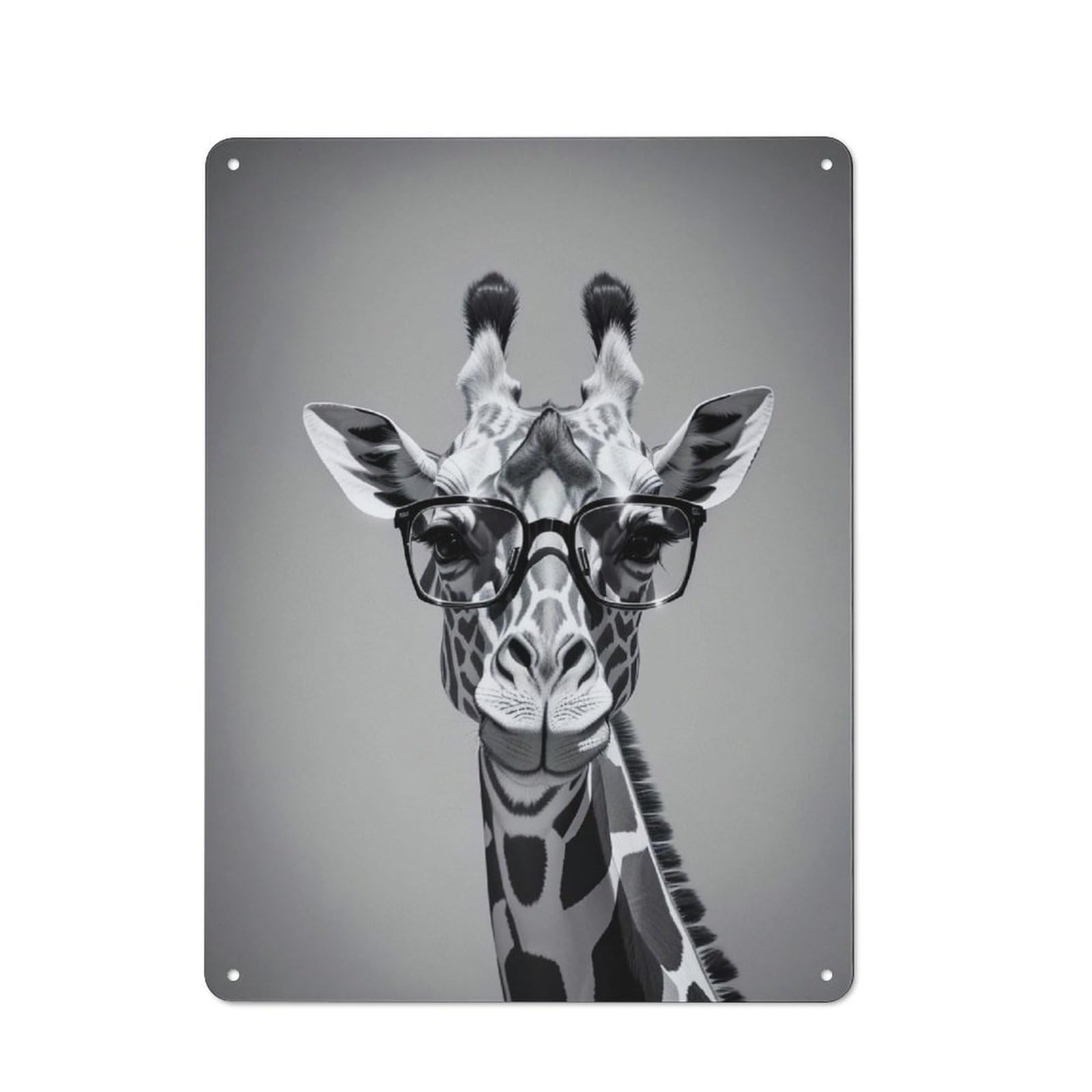 Junmoney Giraffe Black And White Tin Wall Plaque 40X30cm, Rustic Cottage Wall Art For Dining Room, Cafe, Entryway Or Family Room