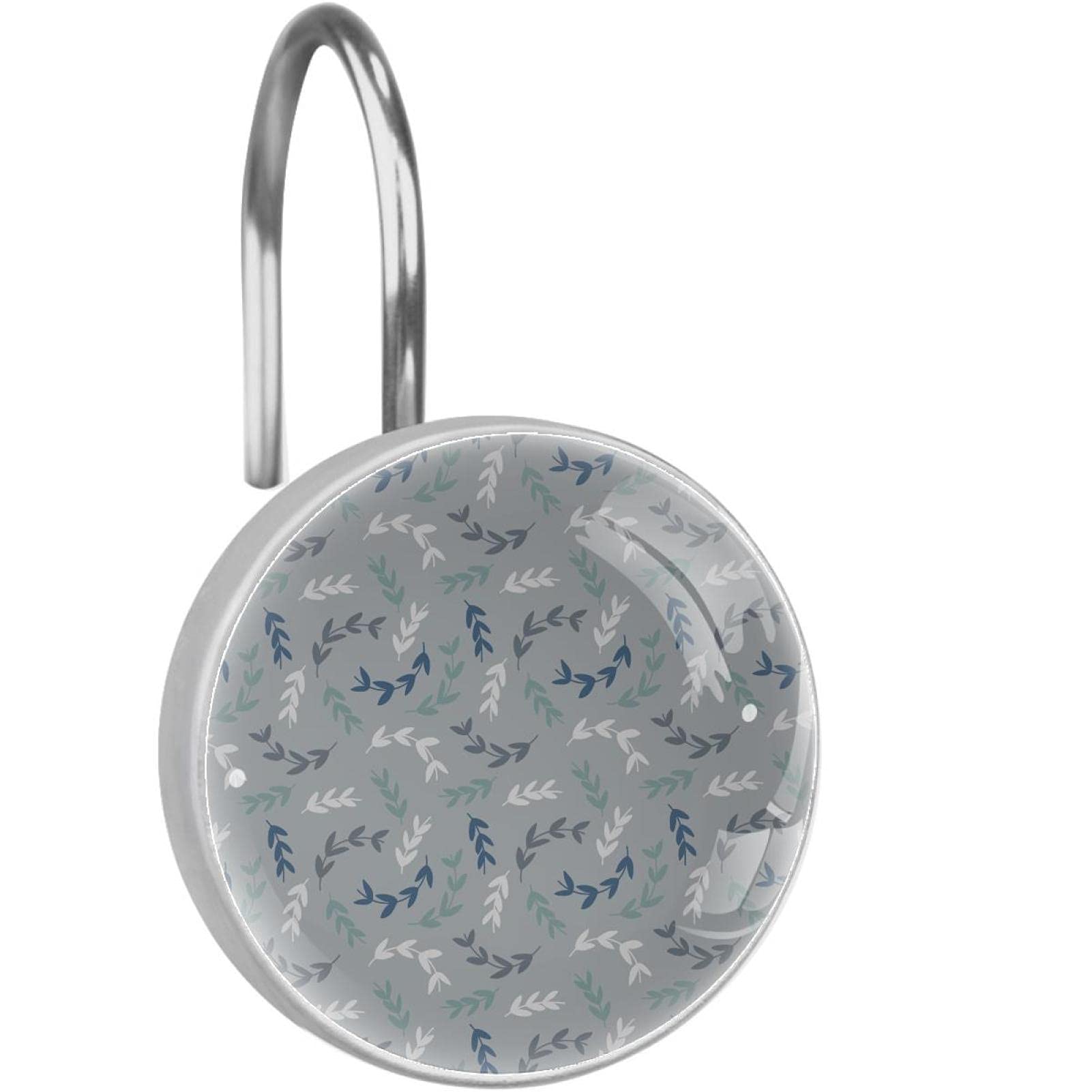 Crochets rideau de douche anneaux salle de bain motif bleu x12