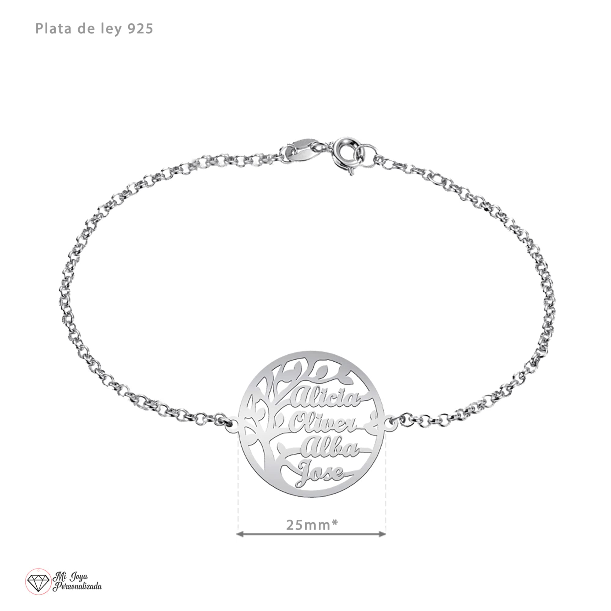 Pulsera Arbol de la Vida con Nombres o Mensaje - Regalo para Mamá, Abuela el Día de la Madre, Navidad o Enamorados