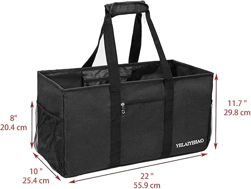 Miniatura 2 de YELAIYEHAO 2 bolsas de mano grandes para uso general, bolsa de asas plegable plegable Negro