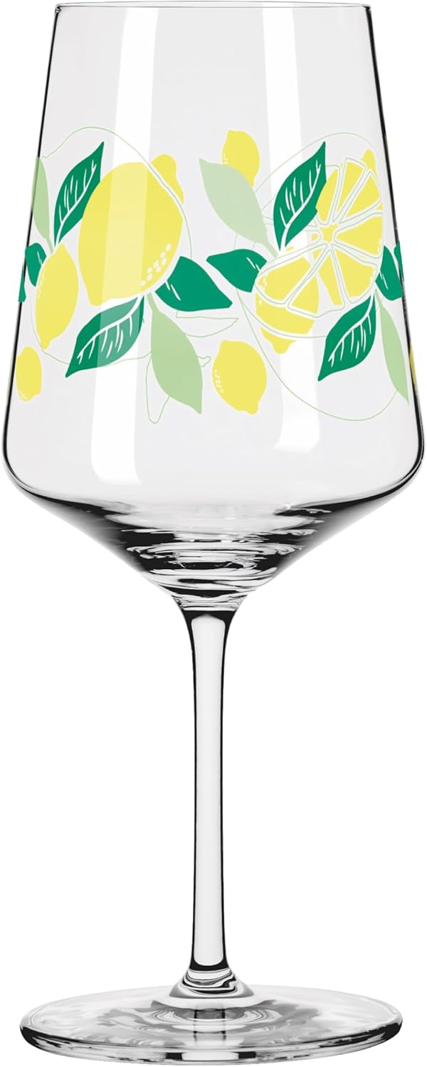 RITZENHOFF Summer Dew Series 6041004 Aperitif Glass Set 500 ml for Spritz or spritzer Lemon Motif Made in Germany, Green, Yellow, Purple