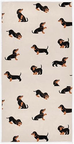 Miniatura 1 de Pfrewn Happy Dachshund - Toallas de baño de mano suaves y absorbentes, toallas de baño para colgar en la cocina, para decoración del hogar, 16 x 30