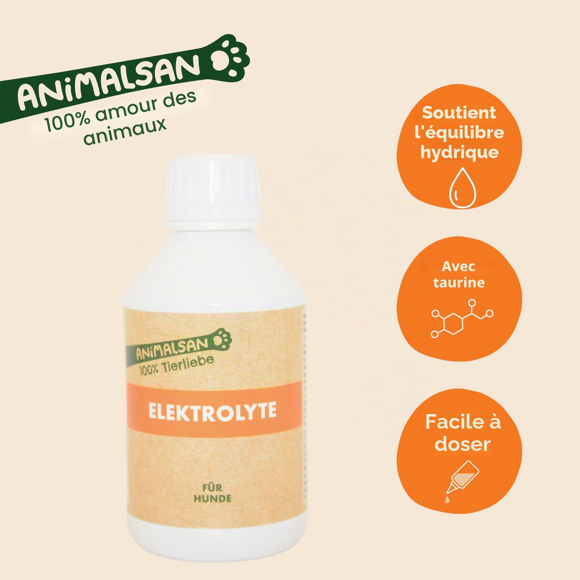 Électrolytes pour chien - Complément alimentaire pour chien - 250 ml de concentré - Pour un soutien quotidien de l'équilibre hydrique et électrolytique de votre chien