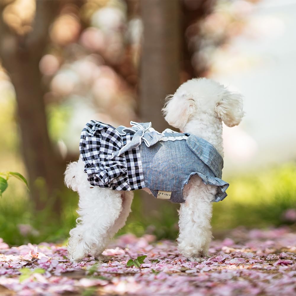 Dog pet Denim Dress, Dog Clothes Spring/Summer Breathable Princess Dress, Puppy Party Costumes Doggie Shirts Cat Outfits(Medium)
