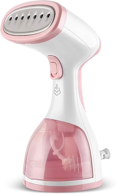 homeasy Clothes Steamer, Garment Steamer 5 in 1 Handheld Fabric Steamer Wrinkle Remover Steam Cleaner with Fast Heat-up Function for Home and Travel [Satisfaction Guarantee], Pink, Small