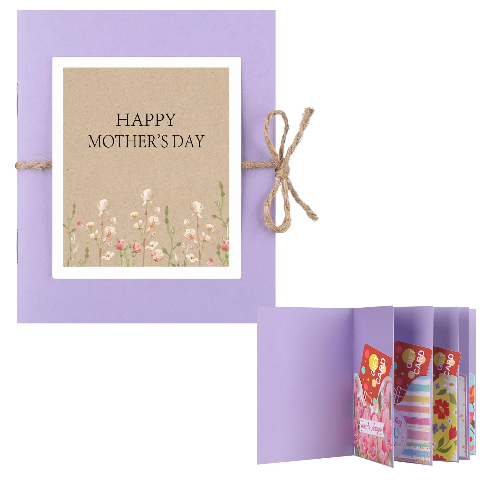 Fundas para tarjetas de regalo: folleto de agradecimiento para el Día de la Madre con 5 ranuras
