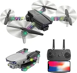 Drone de Entrada Semiprofissional Dobrável com Câmera HD, Luzes LED e Controle Remoto – Estável, Portátil e Ideal para Iniciantes em Fotos e Vídeos Aéreos