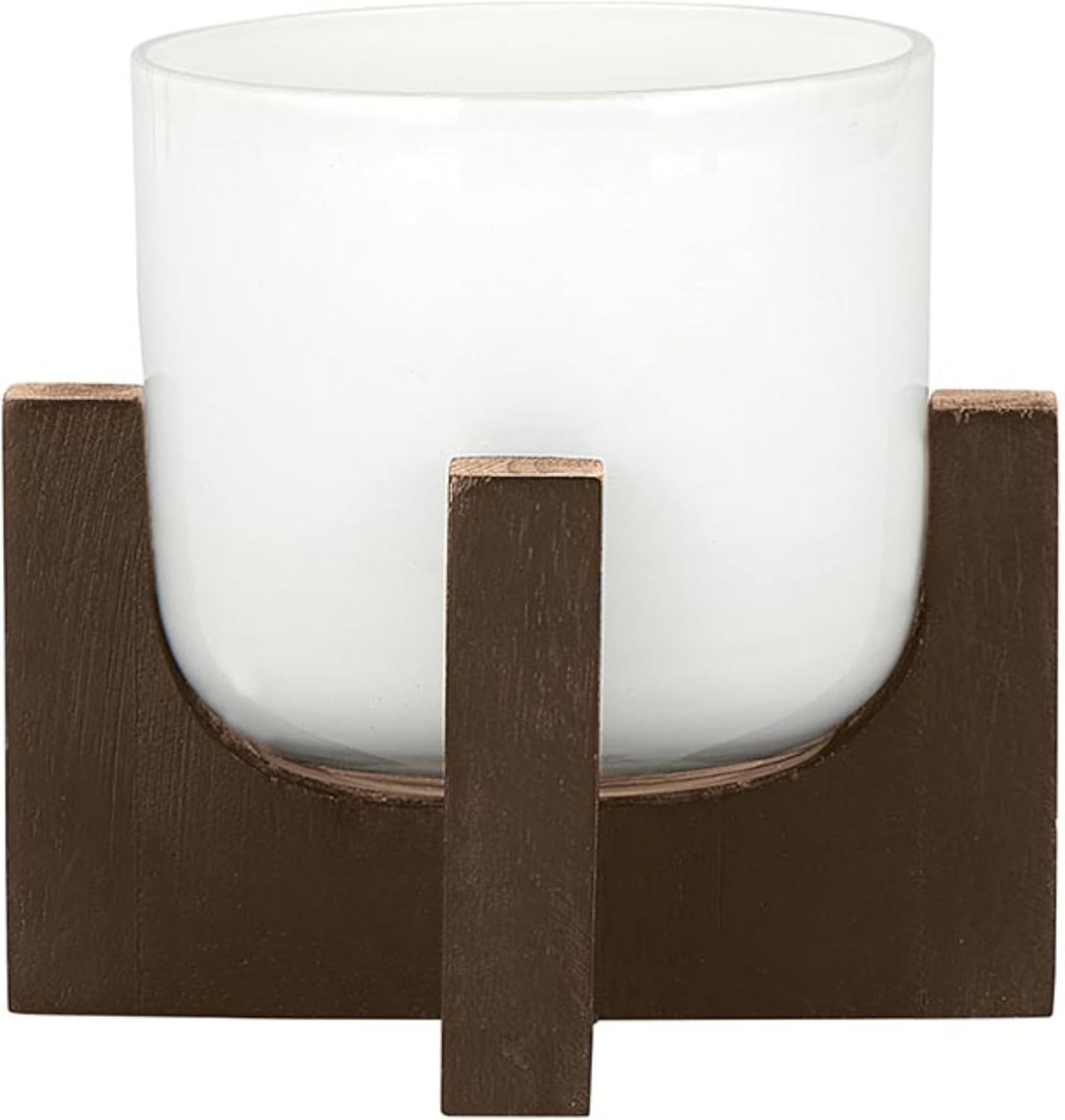 47th & Main Modern Hurricane Glass Holders Lantern Candle Holder for Pillar Candles, 11.25" Tall Large, White/Dark Brown
