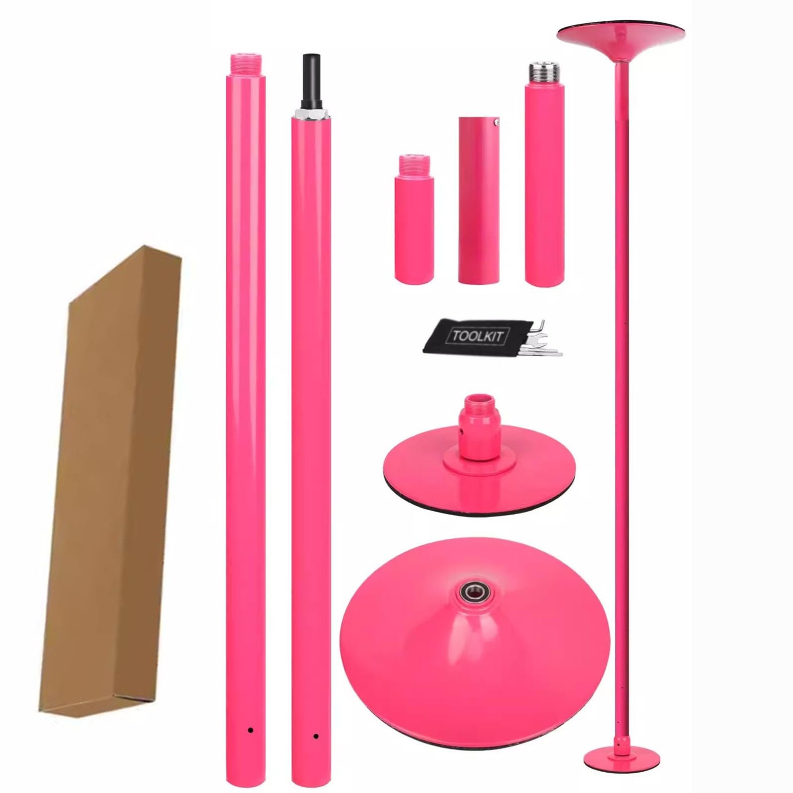 JYBNBBE Professional Stripper Pole Spinning Static Dance Pole, Portable Spinning Dancing Pole Kit, Adjustable Height Fitness Pole for Home Party Pub Exercise, Load 440lbs,Pink