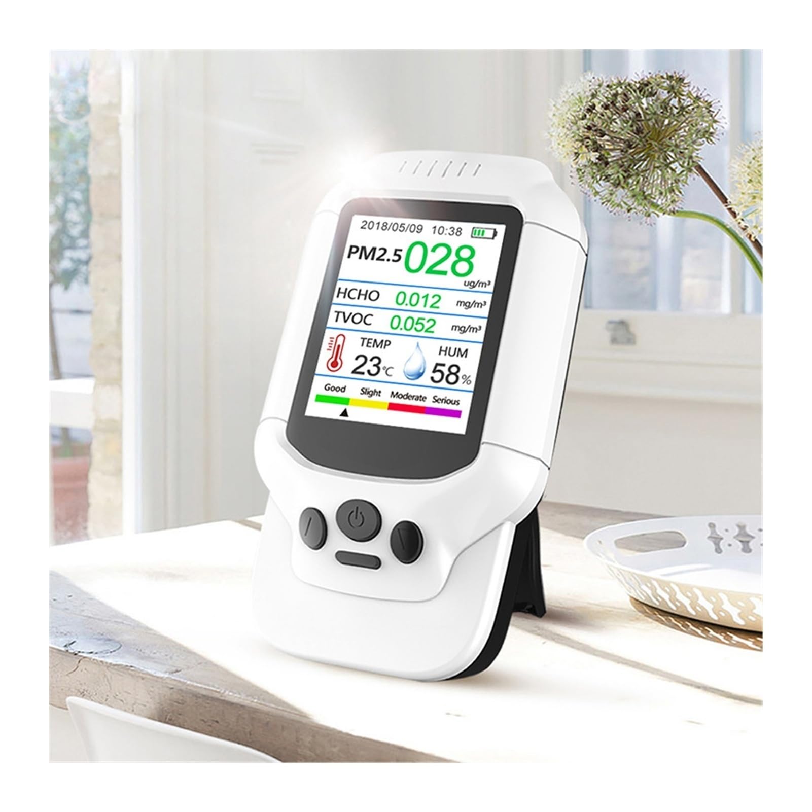 Detector de Gas, Detector de Calidad del Aire PM2.5 Temperatura y Humedad TVOC Versión en inglés para el Trabajo y el hogar