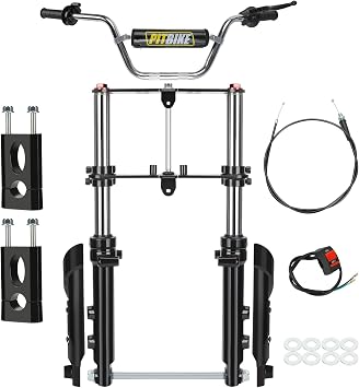 Mini Bike Front Suspension Fork Kit Compatible with Monster Mega Moto 80cc 105cc Motovox MBX10 MBX11 Coleman CT100U Baja Racer Doodlebug FRP GMB100 TrailMaster Storm 200 Parts 7/8 Handlebar