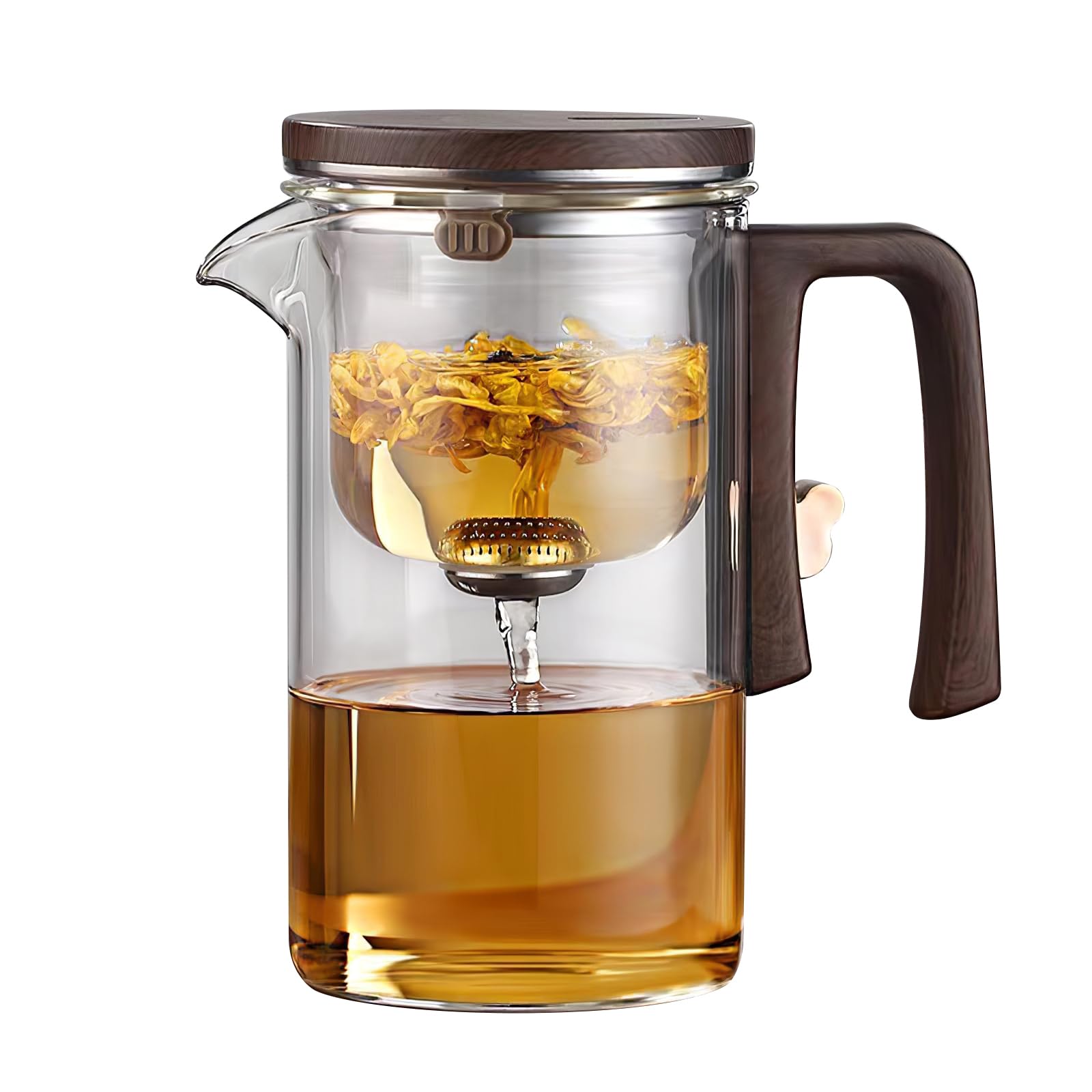 Théière en verre thermorésistant à bec verseur antigoutte pour infusion précise