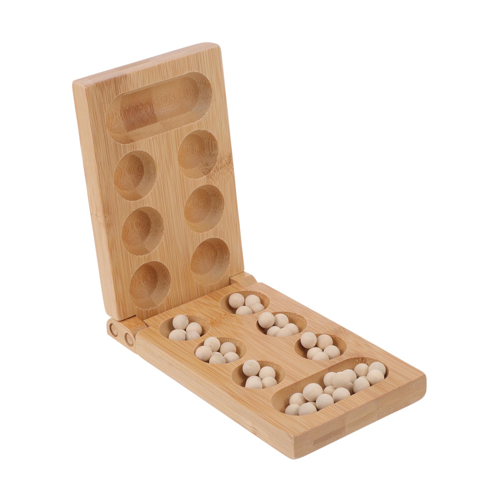 Gioco di Società Mancala Pieghevole in Bambù per Ragazzo Ragazza | Design Leggero, Colore Khaki, per Feste, Scacchi Creativi e Puzzle Strategico