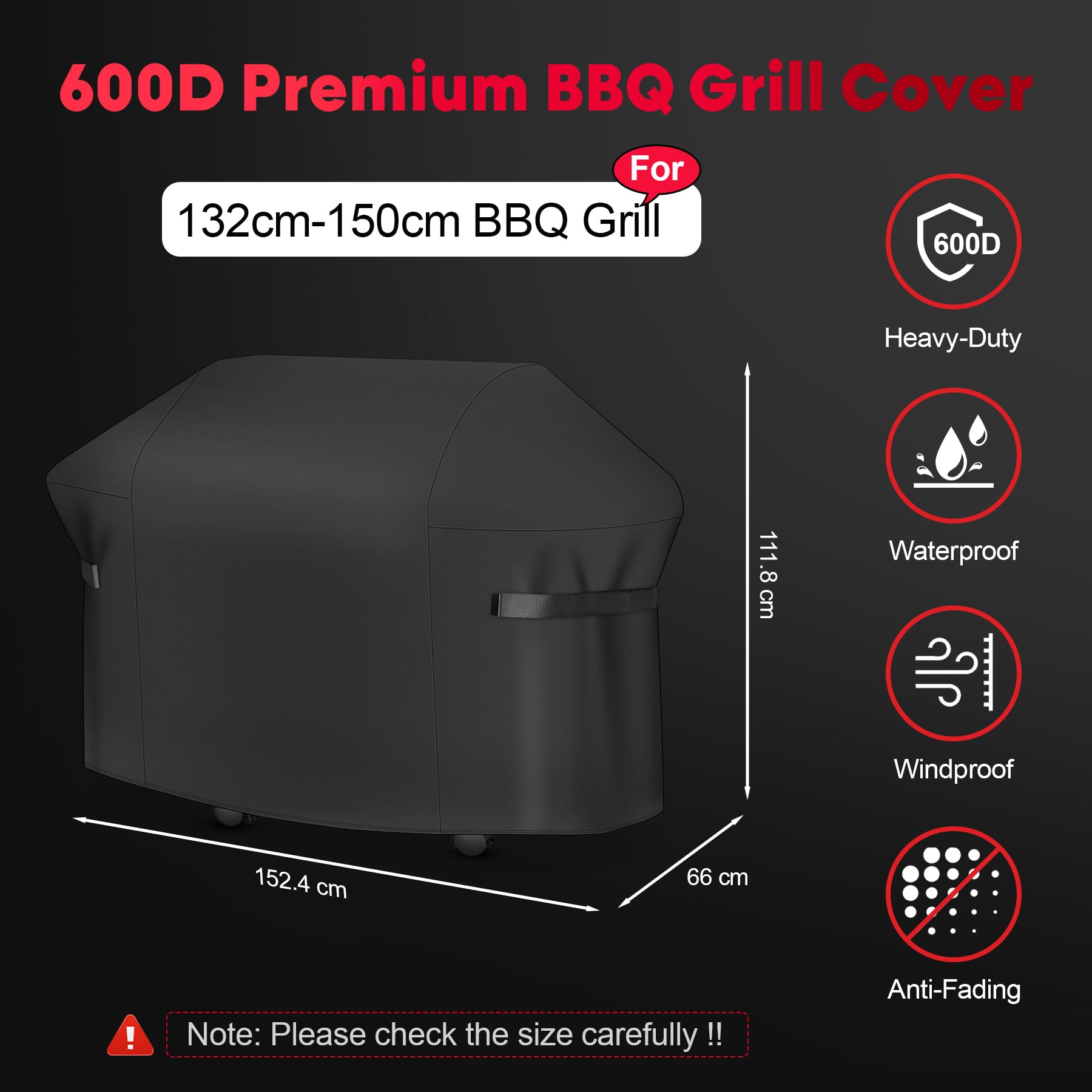 Sonharlar Funda para barbacoa de 152 cm 7107 para Weber Genesis Serie 300, resistente e impermeable, cubierta de revestimiento de poliuretano para Weber, Dyna-glo, Nexgrill (no compatible con Genesis