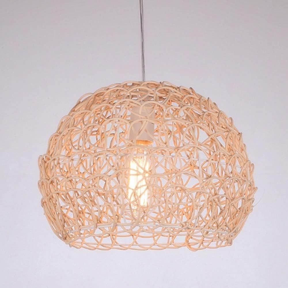 Garden Rattan Chandeliers Woven Bamboo and Rattan Hanging Light Creative Spherical Living Room Bedroom Bedside Dining E27 Lighting Pendant Lamp