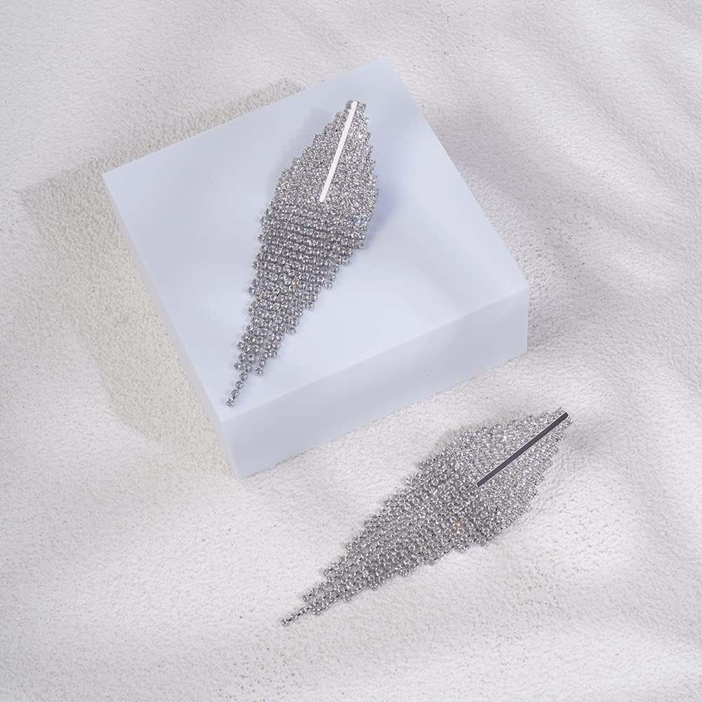 JWICOS Boho Tassel Earrings Long Chandelier Tassel Dangle Drop Earrings Bohemian Fringe Chain Crystal Earrings for Women and Girls - Image 4