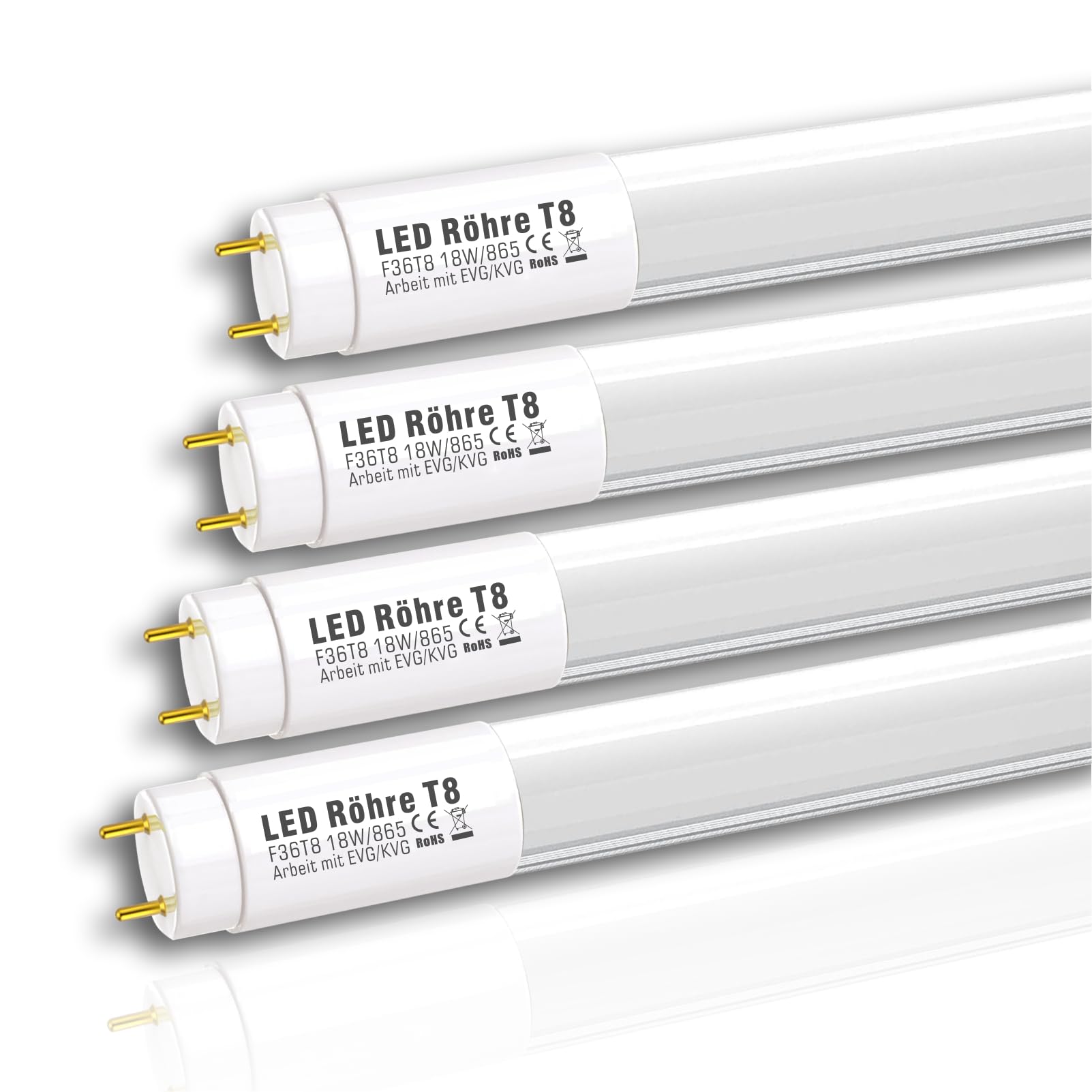 IHYCTV 4ft LED Tube Light, 18W 2930 Lumen, G13 Plug-and-Play for T8/T10/T12, Compatible with EVG & KVG/VVG Ballasts, 6500K Daylight White, Frosted, Pack of 4