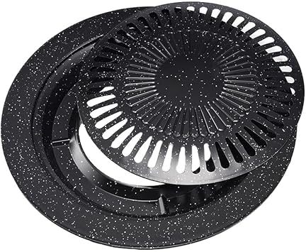 LABRIMP 12.4 Inch Round Enamel Nonstick Grill Pan Double Tiered Roasting Tray for Oven Baking Meats Vegetables and Bbq