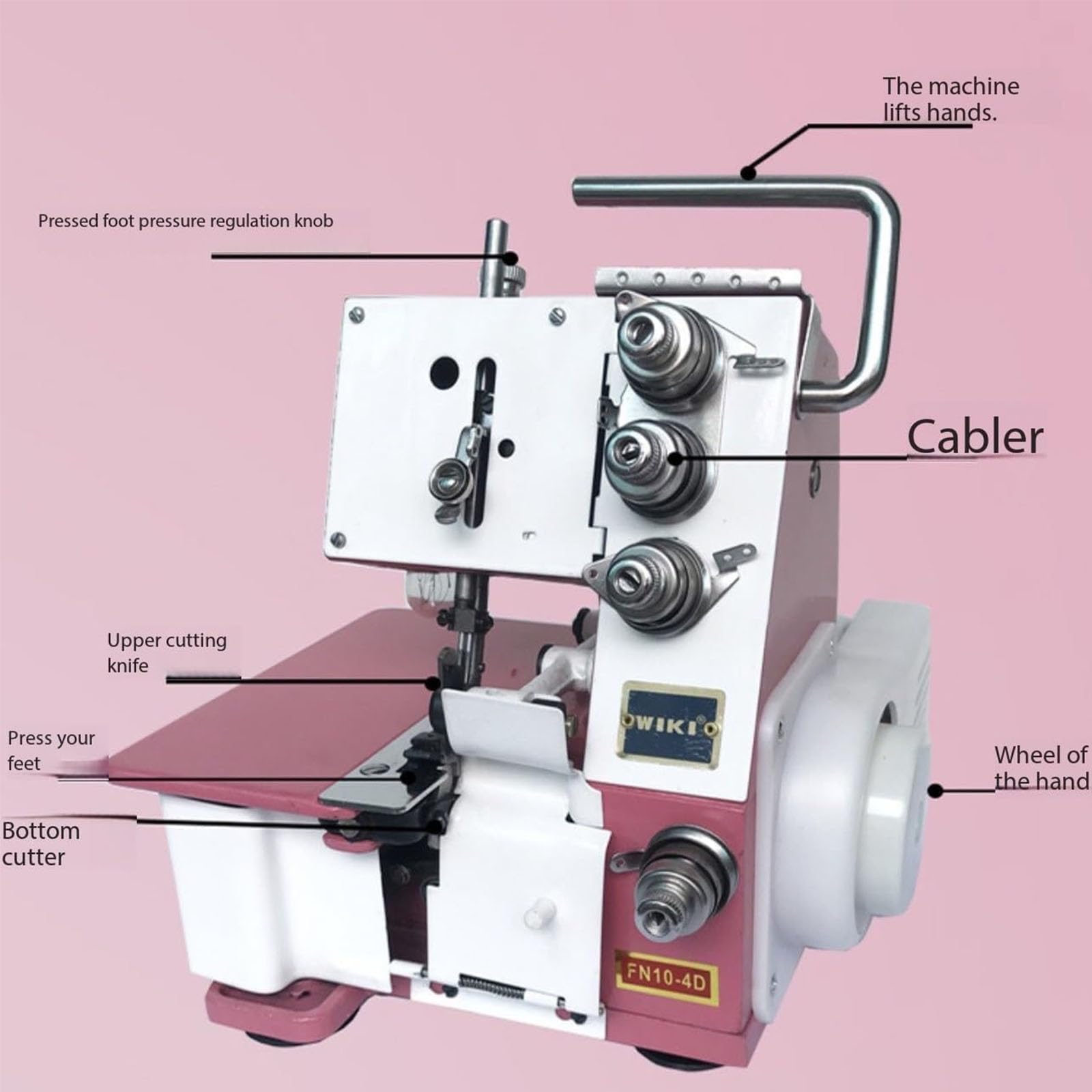 Máquina Overlock Heavy-duty, Máquina De Coser Eléctrica De 1200 Rpm Con Soporte Para 4 Conos Y Luz Led, Grosor Máximo De Costura De 3,5 Mm, Ancho De Overlock De 4 Mm/5 Mm, Para El Remate De Bordes De