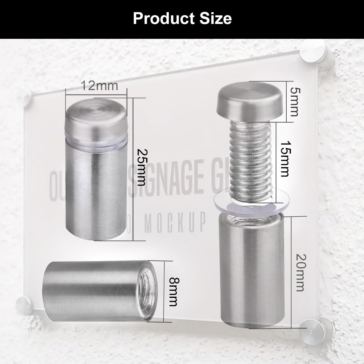 Set 10 Distanziatori Per Vetro E Targhe - Viti In Acciaio Inox Per Montaggio Insegne - Foto 4