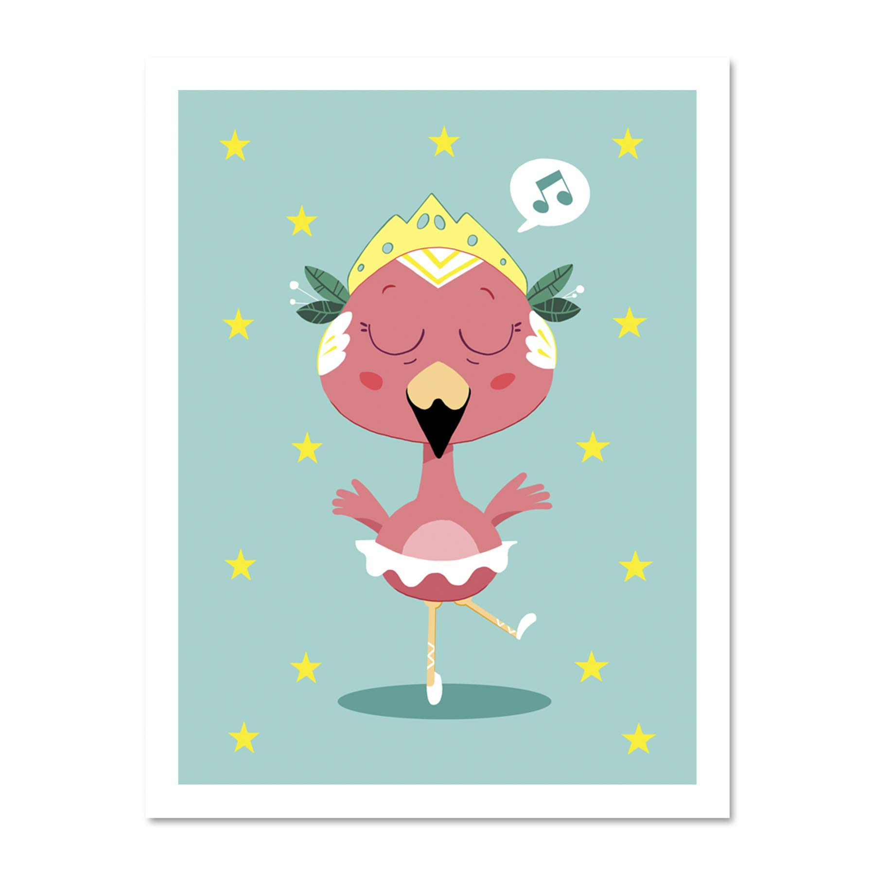 Wee Blue Coo Kawaii Flamingo Ballet Large Framed Art Print Wall Poster 18x24 inch