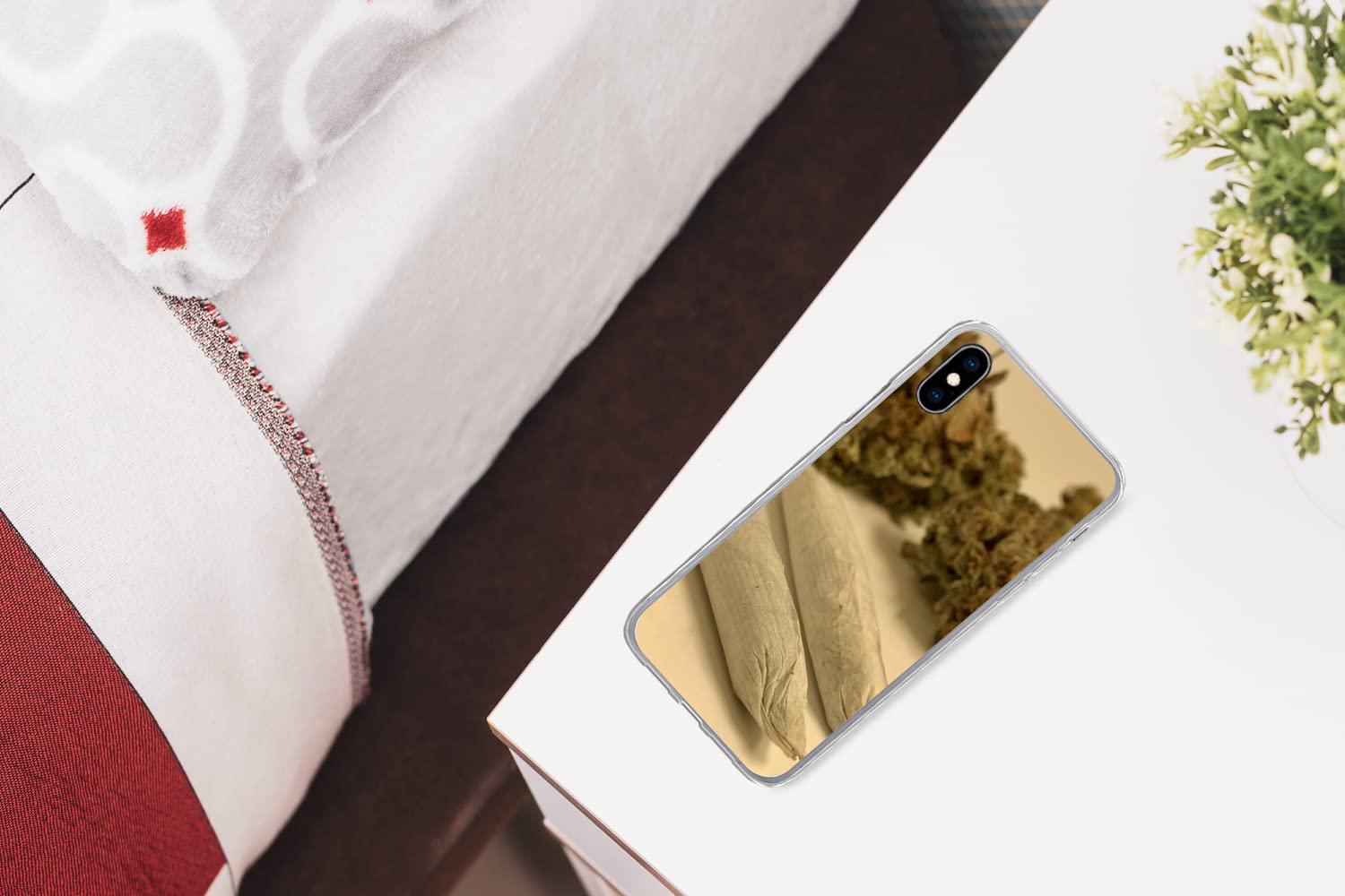 MuchoWow Funda para iPhone X - Cannabis Medicinal con porros enrollados - Funda de Silicona/Funda Blanda para teléfono móvil