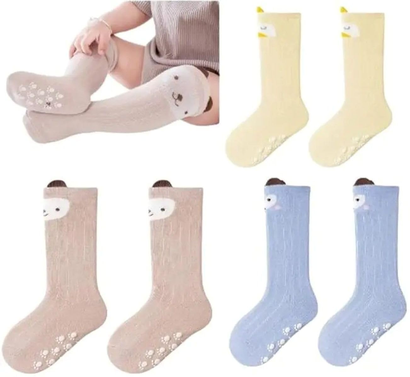3 Pairs of Baby Kids Children Anti Skid Sleep Spring Winter And Autumn Combed Cotton Long Tube Knee-High Socks-image-43