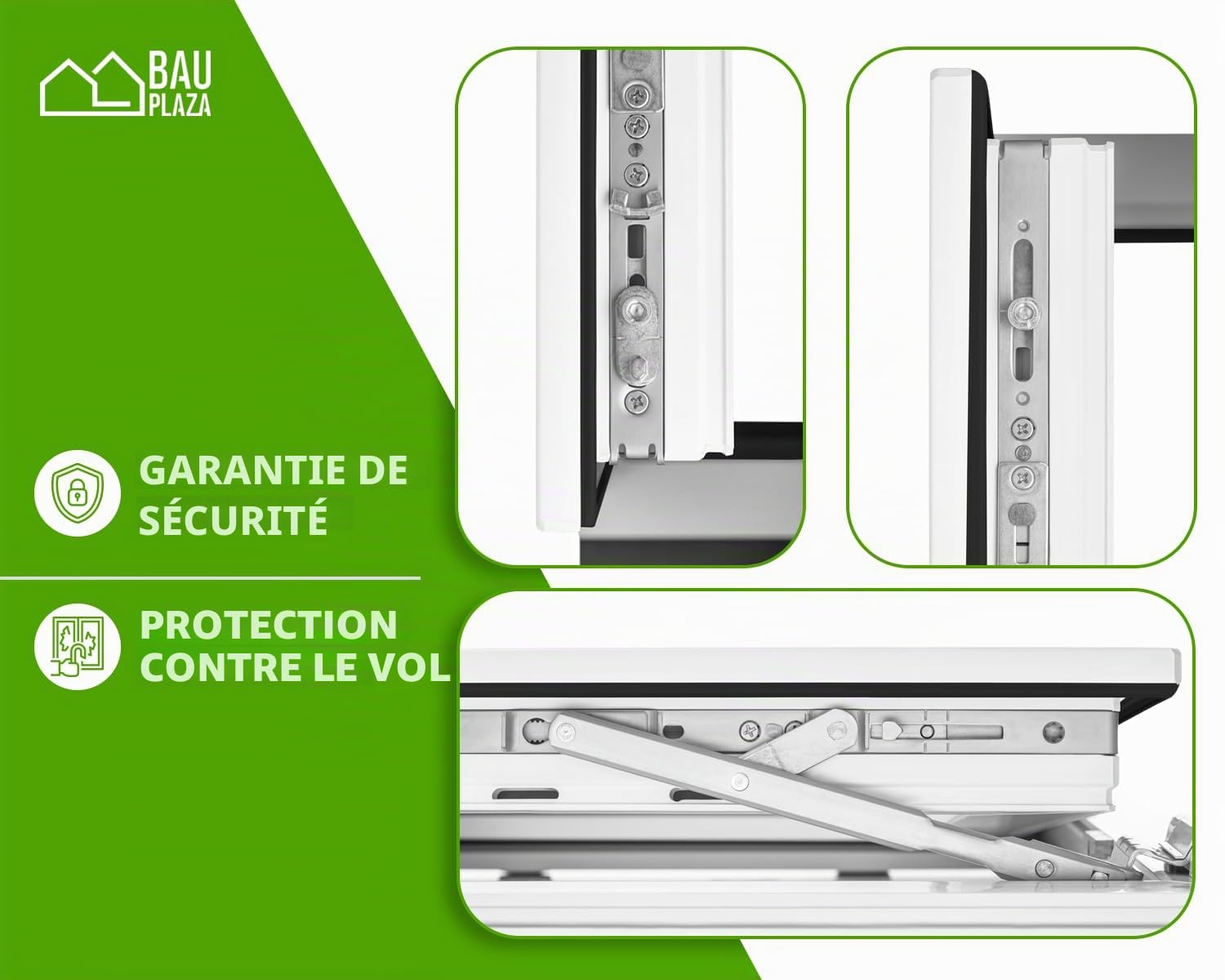 Fenêtre en PVC blanc vitrage triple 4/10/4/10/4 - LxH 40 x 50 cm d'ouverture Gauche Toutes les tailles 400 x 500 mm Oscillo-battant 1 vantail - BauPlaza